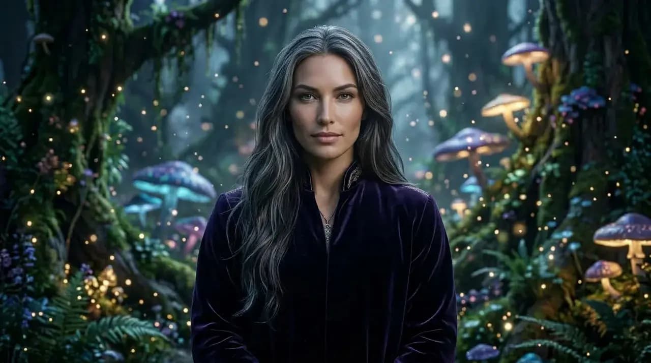 Variazione femminile nella stessa foresta fantasy dopo un cambio di genere AI